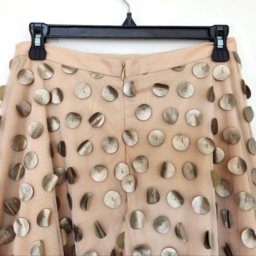 NWOT Eva Franco Anthropologie Gold Shimmer Spot Skirt - Picture 7 of 9